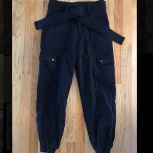 Black cargo joggers with removable tie